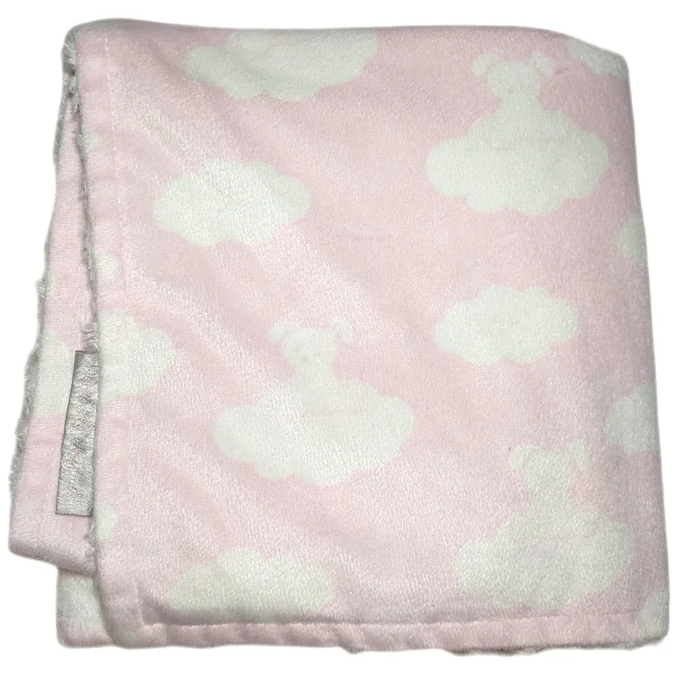 Blankets & Beyond Pink White Cloud Bunny Puppy Shaggy Blanket Lovey Girl